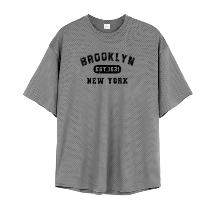 Camiseta Deportiva Transpirable Muscleguys Mango Redondo, Malla Delgada, Secado Rápido, Estilo de Moda para Hombres en Verano - 1