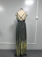 Elegante vestido de noche de fiesta para mujer, vestido largo suelto de Color sólido con tirantes y purpurina, Sexy y el - details 6