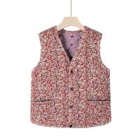 Chaquetas florales, chaqueta ultraligera sin mangas de otoño, base de algodón cálida para invierno, chaqueta con botones para mujer - details 0
