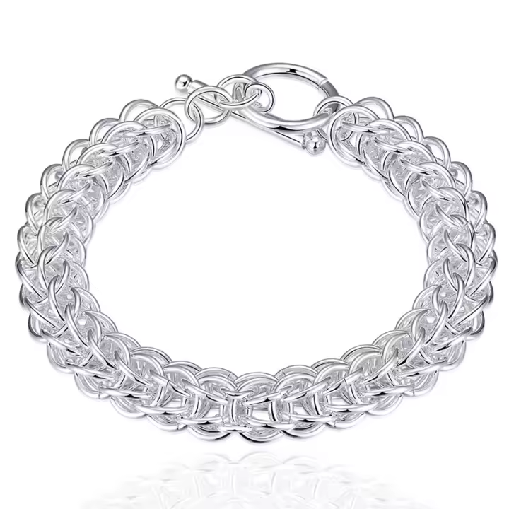 Pulsera de cadena trenzada fina para mujeres y hombres, plata, 8 pulgadas, regalo de joyería - 1