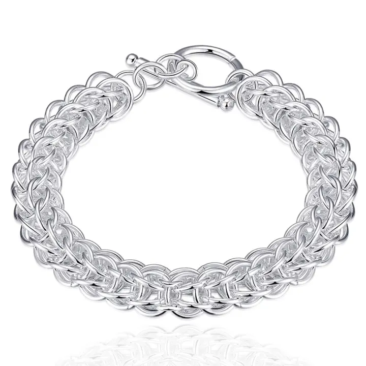 Pulsera de cadena trenzada fina para mujeres y hombres, plata, 8 pulgadas, regalo de joyería - 1
