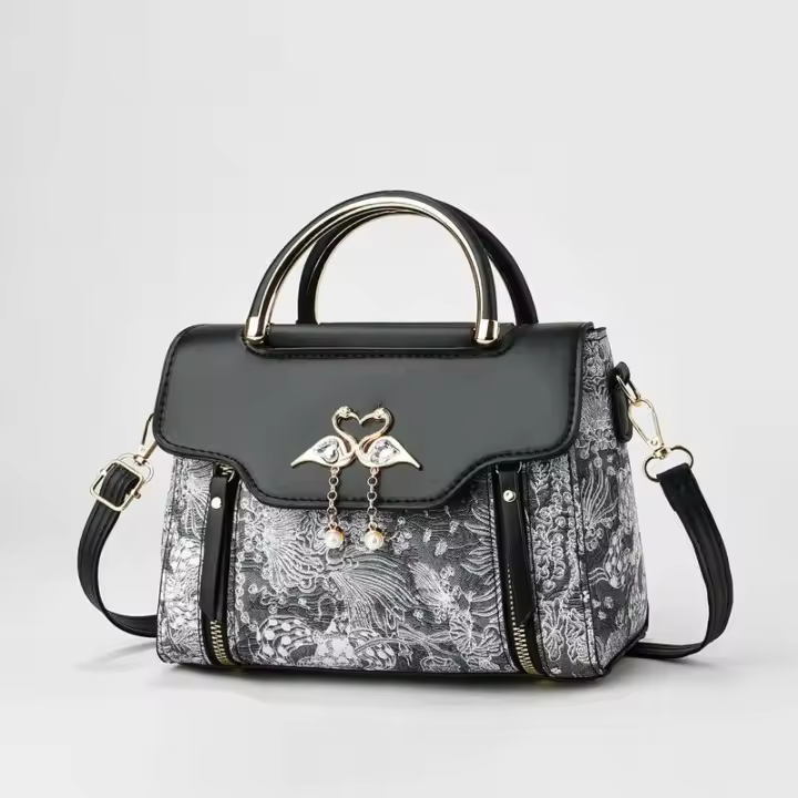 Bolso de mano con estampado elegante y decorativo para mujer, bolso de hombro atmosférico de gran capacidad para ir al trabajo, mochila de lujo de alta gama - 1