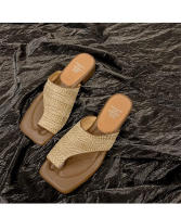 Sandalias Platas Retro Francesas con Punta Tejida Zapatillas de Moda para Mujeres 2025 - details 17