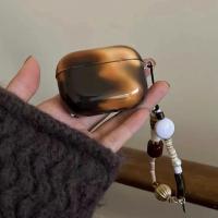 Funda para AirPods 4 semitransparente con estampado ondulado de mármol de color marrón oscuro retro ins, adecuada para Apple AirPods 2. - details 1