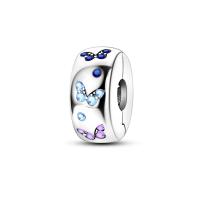 Cuentas colgantes de plata de ley 925, cuentas de Clip fijas de mariposa coloridas, pulsera Original para hacer joyas, regalo del Día de San Valentín - details 0
