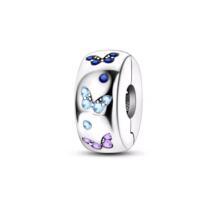 Cuentas colgantes de plata de ley 925, cuentas de Clip fijas de mariposa coloridas, pulsera Original para hacer joyas, regalo del Día de San Valentín - 1