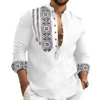 Blusa de manga larga con cuello Henley para hombre, camisa informal de talla grande, Azul, Gris, blanco, 3xl, 2xl, 44, 42 - details 1