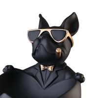 Escultura de Bulldog Francés, estatua de perro con bandeja y soporte para llaves, adornos de decoración del hogar, regalo de almacenamiento, estatuilla de Animal - details 8