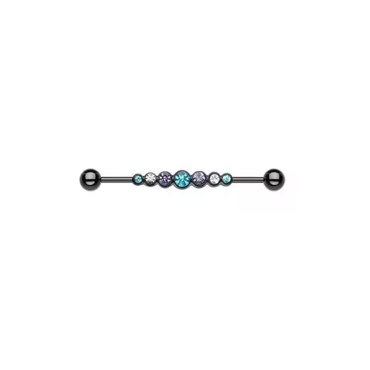 14G * 1,6*38mm colorido cz barbell industrial Hélix cartílago de oreja-piercing conch pendiente de barra pendientes joyas de cuerpo - 1