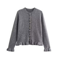 TRAFZA-suéter informal elegante y cálido con una hilera de botones para mujer, cárdigan de manga larga de punto decorativo apilado a la moda de primavera - details 10
