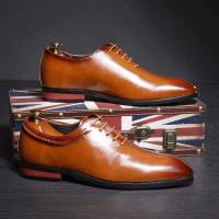 Zapatos derby de cuero formales para hombre, vino hecho a mano, de la más alta calidad, de Italia en China, 2025 - details 2