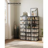 Juego de Organizadores de Zapatos 12 Cajas Apilables, 2 Zapateros Plegables y Portátiles, Hasta Talla 46, Montaje en 60s, Transparente y Blanco - details 9