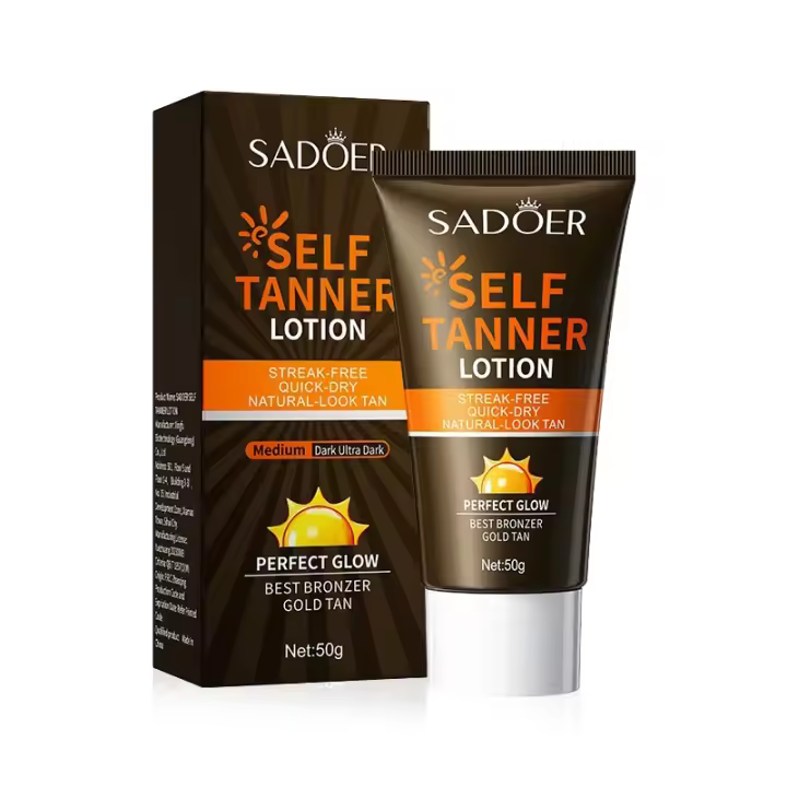 SADOER loción autobronceadora crema bronceadora para cara cuerpo cuello tono de piel profundo bloqueador de protector solar hidratante - 1