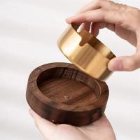 Ceniceros de madera de nogal con tapa, Cenicero cubierto a prueba de viento, revestimiento de acero inoxidable, Cenicero interior y exterior para el hogar - details 1