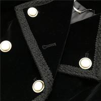 Blazer de terciopelo de doble botonadura para mujeres, corto, asimétrico, con botones, blazer casual para oficina, traje clásico - details 5