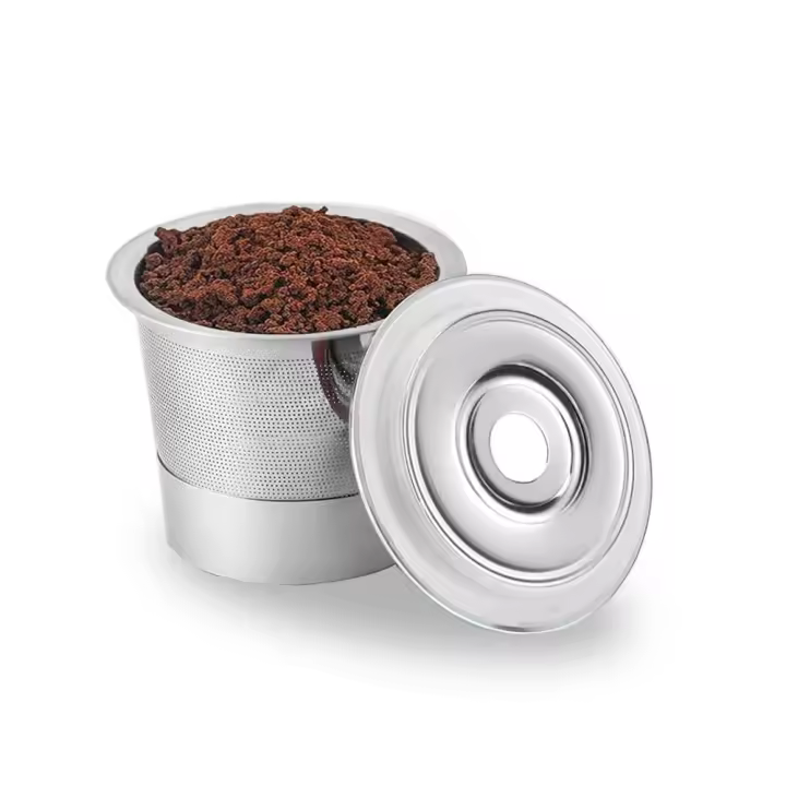 Tazas K reutilizables de acero inoxidable, resistentes con tapas, cápsulas de café recargables, fáciles de limpiar, filtro de cápsulas de café antioxidante para amantes del café - 1