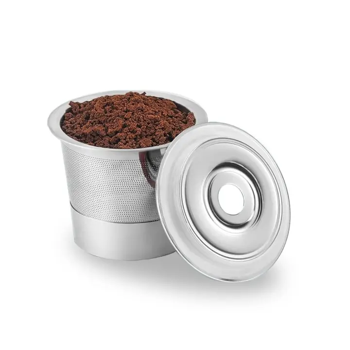 Tazas K reutilizables de acero inoxidable, resistentes con tapas, cápsulas de café recargables, fáciles de limpiar, filtro de cápsulas de café antioxidante para amantes del café - 1