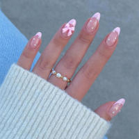 Pegatinas de Uñas Rosas con Lazos de Perlas Artículo de Uñas Removible para Belleza - details 4