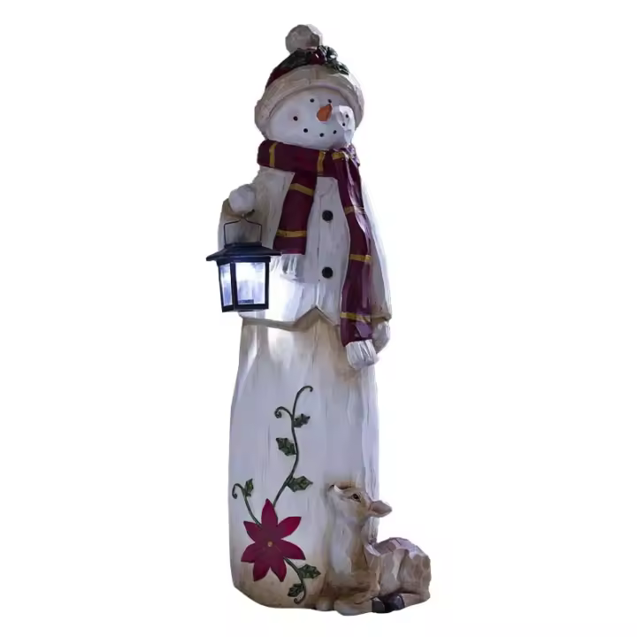 Lámpara Solar Iluminada Estatua de Jardín de Resina de Copo de Nieve Escultura de Noche de Navidad para Decoración de Hogar y Jardín - 1