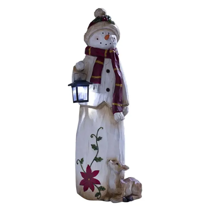 Lámpara Solar Iluminada Estatua de Jardín de Resina de Copo de Nieve Escultura de Noche de Navidad para Decoración de Hogar y Jardín - 1