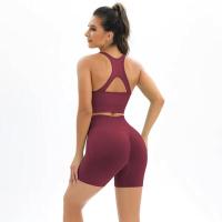 Conjunto de yoga sin costuras para mujer, sujetador, ropa de entrenamiento para correr, pantalones cortos de cintura alta, sujetador deportivo - details 12