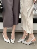 Temperamento francés bolsa cabeza sandalias nueva trasera stiletto vacío tacones altos socialite cabeza puntiaguda boca poco profunda zapatos individuales - details 31