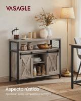 Aparador, Armario de Cocina, Armario de Almacenamiento, con 2 Puertas Correderas, 33 x 100 x 80 cm, Estantes Ajustables, para Salón, Marrón Rústico y Negro - details 12