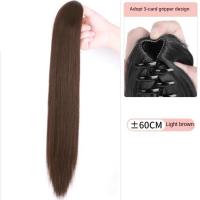 Peluca de cola de caballo con Clip de garra de 20/24 pulgadas, extensión de cola de caballo, Clip en cola de caballo larga y recta, peluca de cola de poni falsa esponjosa - details 4