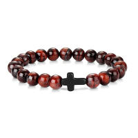 Oración hombres cuentas de madera de piedra Natural Rosario hematita pulseras cruzadas Onyx Pulsera de meditación mujeres joyería de Yoga Homme Pulsera - details 14