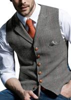 Chalecos para hombre, traje de Tweed, ropa de negocios para hombre, chaleco a rayas, chaleco Punk, padrino de boda, chaqueta marrón negra y gris Bleazer - details 6