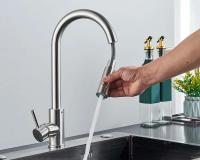 Quyanre Oro pulido extraíble fregadero agua grifo mezclador de una sola manija grifo de ducha de cocina con rotación de 360 ​​grados - details 7