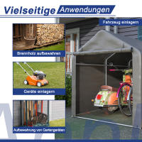 Grauer Fahrrad-Garage / Werkzeugschuppen 160x220x165 cm con Rolltor - Material PE impermeable - details 0