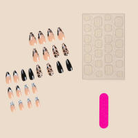 Uñas postizas de almendra para mujeres y niñas, diseño de fantasma de Halloween, puntas negras desnudas, salón de uñas en casa - details 4