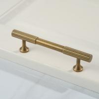 Tiradores de armario de bronce, pomos de puerta antiguos, manija moleteada de latón macizo, tiradores de armario, barra en T, tirador de puerta de muebles - details 3