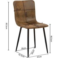 Juego de 4 sillas giratorias de ante para comedor con asiento acolchado, sillas de diseño para salón o cocina, con patas de metal negro, marrón - details 11
