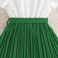Falda Plisada de Khaki para Niñas Mangas de Pétalo Blanco Estilo Preppy para Cumpleaños - details 24
