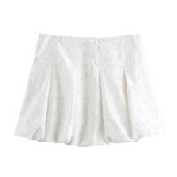 - Mini falda de mujer con dobladillo abullonado y cintura alta con lado - details 1