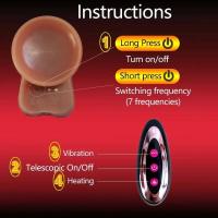 Leten Vibrador Telescópico Realista Juguete Intimo para Adultos con Calor Giratorio - details 1