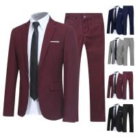 Conjunto de Traje de Primavera para Hombres Chaqueta de Pantalón de Color Sólido Talla Grande - details 3