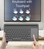 Teclado inalámbrico ergonómico con soporte para teléfono y panel táctil, Dual, Bluetooth, recargable, para iOS/Android/Win - details 2