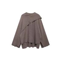 Chaqueta de lana corta Elegante para mujer con cuello redondo Abrigo holgado con manga larga y abertura de manga corta Moda de calle alta 2024 - details 35