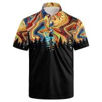 Polo hawaiano 3D para hombre, camiseta de manga corta con estampado de plantas Trcale de verano, camiseta casual con cuello y botones - details 3