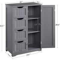 Armario de Baño de Suelo Mueble Auxiliar Comodo con 4 Cajones Estante Ajustable 81x30x83 cm Blanco - details 11