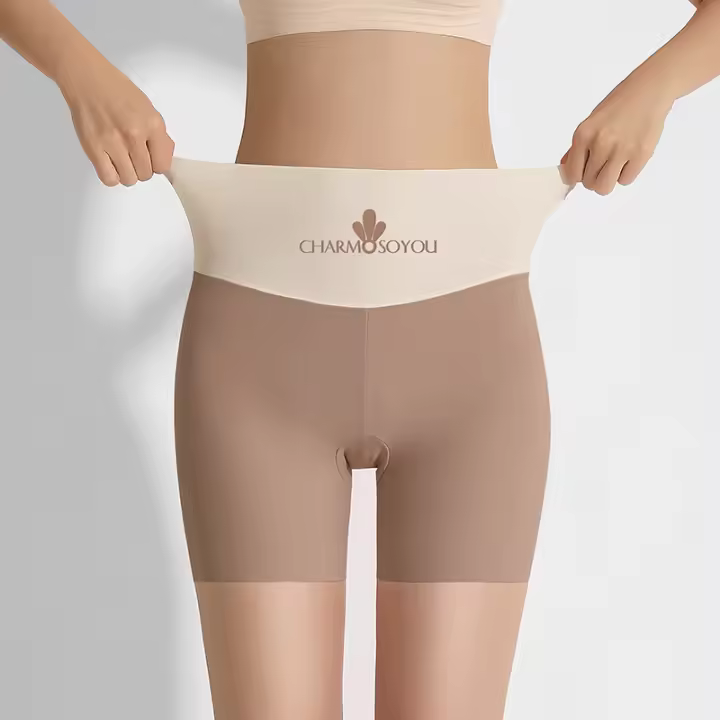 Pantis de Cintura Alta para Mujer Pantis de Ciclismo de Seda de Hielo Transpirables con Levantamiento de Cadera Pantis de Moda Floral sin Costuras con Nylon Exterior y Algodón Interior - 1