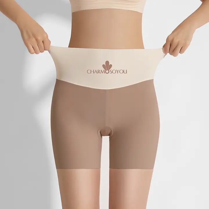 Pantis de Cintura Alta para Mujer Pantis de Ciclismo de Seda de Hielo Transpirables con Levantamiento de Cadera Pantis de Moda Floral sin Costuras con Nylon Exterior y Algodón Interior - 1