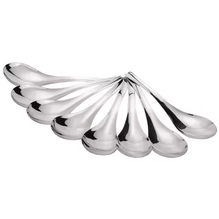 Cucharas de sopa gruesas de acero inoxidable, cucharas de mesa de peso pesado, paquete de 8 - 1