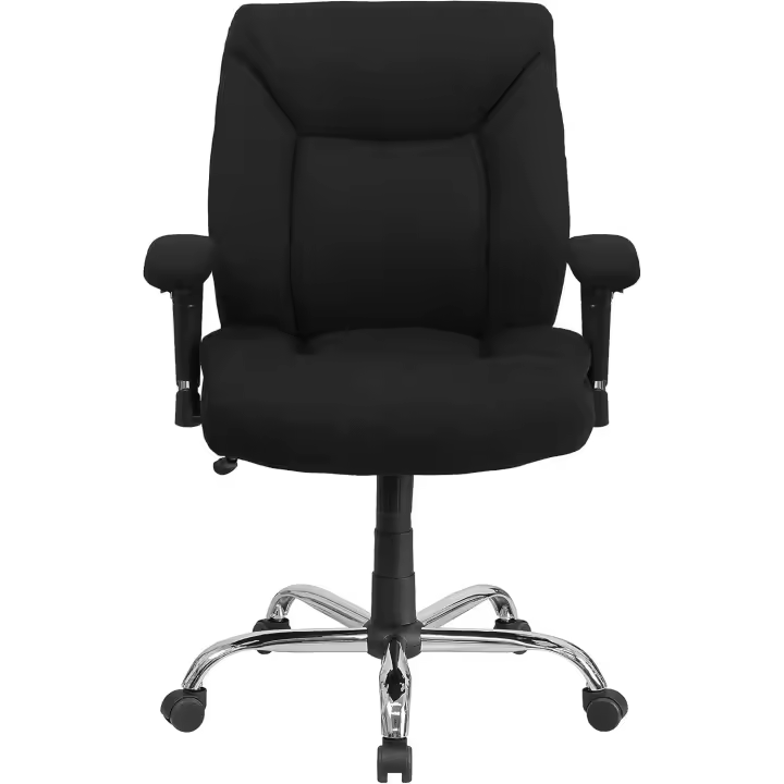 Muebles Serie Hércules Grandes y Altos-400 Libras. Silla de Oficina ergonómica giratoria con Asiento Profundo y Brazos Ajustables, Metal, Tela Negra, Juego de 1 - 1
