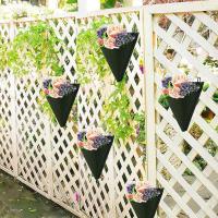 3 Piezas Bolsas de Plantación Colgantes Balcón, Bolsa de Plantación Colgante Vertical, Pared de Jardín Vertical, Diseño Triangular, con Ganchos, para Exterior, Interior, Jardín, Hogar, Decoración, Patio (Negro) - details 2