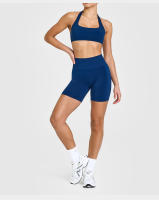 Sujetador deportivo de cuello halter estilo europeo y americano para mujeres, sensación de verano sin cubierta con almohadillas para el pecho, top ajustado para entrenamiento físico y yoga - details 5