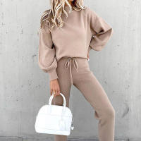 Conjunto de sudadera informal con cuello alto y pantalones pitillo para mujer, ropa deportiva femenina para Otoño e Invierno - details 4